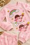 Baby Girl Rainbow and Ice Cream Printed Long Sleeve 2-Piece Top and Bottom Set - 3