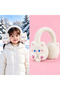 Cute Cat Ear Paw Hello Kitty Patterned White Young Girls' Plush Earmuff Cat Furry Bowknot Winter Ear Warmer Hat Cold-Proof