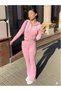 Y2K Velvet Rhinestone Tracksuit Set Bottom Top Set - 2