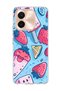 Vivo Y28 Compatible Strawberry Ice Cream Blue Printed Transparent Phone Case