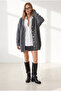 Women's Anthracite Block Patterned Soft Textured Loose Knitwear Cardigan Hrk-19000512 - 4