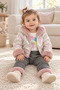 Baby Girl 3 Piece Set Plush Detailed Hooded Shiny Coat Printed Top Patterned Trousers Ak1019 - 3