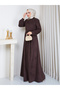 Women's Velvet Tunic Dress with Brooch Detail - 4