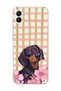 Samsung Galaxy A07 Compatible Sausage Dog Pink Plaid Printed Transparent Phone Case