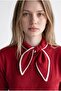 Red Short-Sleeved Knit Sweater with Collar Detail - 5