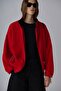 Red Anu Oversize Zippered Fleece Cardigan - 3
