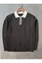 Polo Collar Polyemit Knitwear Regular Knitted Tok Fabric Zippered - 2