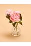 Pink Artificial Flowers With Glass Vase 14x21cm - 2