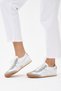 Women's White Lace-Up Flat Sole Sneaker Shoes with Silver Cross Detail - Walking Shoes - 8