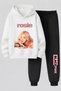 Rose from Blackpink Printed 3-Yarn Quality Sweatshirt and Sweatpants Kids' Top-Bottom Set