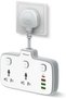محول قابس تمديد الطاقة، منفذين عالميين، منفذ شحن سريع USB-C 20W PD3.0، 3 منافذ