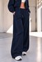 Teen Women's Black Straight Wide Ribbed Side Ribbed Soft Sweatpants - 2