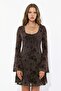 Floral Patterned Mini Dress with Open Waist - 5