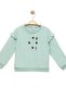 Girl's Green Long Sleeve Pompom Sweatshirt - Basic Comfortable Sweatshirt with Text Pattern - 3