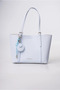 Women's Shopper Shoulder Bag with Mirror Charm Detail, Large Size, Large Volume, Daily Bag, Blue 18353