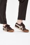 Women's Brown Suede Lace-Up Flat Sole Sneaker Shoes with Gold Detail - Walking Shoes - 5