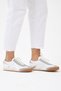 Women's White Lace-Up Flat Sole Sneaker Shoes with Silver Cross Detail - Walking Shoes - 5