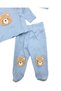 Newborn Baby Süzene Teddy Bear Embroidered 3-Piece Bodysuit Set with Gloves and Hat - 5