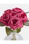 Red Artificial Rose Flowers with Glass Pot - 5