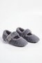 Gray Women's Plush Home Shoes - Gold Buckle Babet Panduf 01Nav - 5