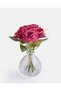Red Artificial Rose Flowers with Glass Pot - 4