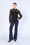 Women's Black Poplin Shirt with Lace Detail on Sleeves and Body