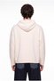Men's Hooded Knitwear with Kangaroo Pocket, Ecru - 3