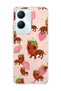 Vivo Y18 Compatible Strawberry Sausage Dog Printed Transparent Phone Case