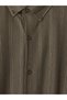 Ozmarka New Season Beige Slim Fit Striped Combed Cotton Men's Shirt - 7