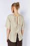 Women's Linen Blouse with Back Detail, Stone Color Linen Blouse - 3