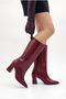 Women's Special Detachable Croco Design Short Boots - Thick Heeled Pointed Toe Zippered Boots - Short Boots