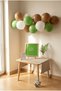 Dinosaur Birthday Decoration Mini Set Phosphor Green Felt Writing Board with Stand and Balloon Chain