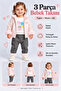 Baby Girl 3 Piece Set Plush Detailed Hooded Shiny Coat Printed Top Patterned Trousers Ak1019 - 2