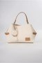 Women's Shoulder Bag with Mirror Charm Detail, Large Volume Daily Hand and Shoulder Bag, White 18348