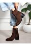 Escar Brown Suede Heeled Women's Boots - 3