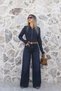 Indigo Standard Size High Neck Snap Fastener Knit Sweater - 2