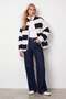 Women's White-Blue Zippered Plush Jacket Alc-X15956