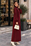 Pearl Detailed Knitwear Dress K3084 Claret Red - 3