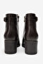 Women's Thick Heeled Buckle Zipper Boots&Booties Real Leather Br 66373 Brown - 5