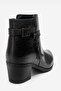 Women's Thick Heeled Buckle and Belt Detailed Zippered Boots&Booties Real Leather Br 66335 Black - 3