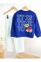 Boy's Car Printed Sweatshirt with Back Print Detail and Striped Trousers 2-Piece Set - 5