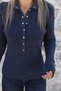 Indigo Standard Size High Neck Snap Fastener Knit Sweater - 4