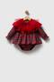 Baby Girl Cotton Plaid Patterned Romper and Detachable Pompom Cape Two-Piece Set - 2
