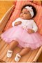 Baby Girl Floral Detailed Tulle Dress with Inner Bodysuit - Shoes and Bandana as Gift - 3