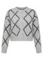 Baklava Pattern Buttoned Knitwear Cardigan-Grey Gray