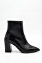 Women's Special Removable Croco Design Short Boots - Thick Heeled Pointed Toe Zippered Boots - Short Boots - 2