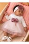 Baby Girl Floral Detailed Tulle Mevlüt Dress - with Shoes and Bandana Gift (Inner Bodysuit Included)