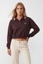 Women's Brown Ribbed Polo Collar Embroidery Detailed Three-Thread Sweatshirt Alc-X15960 - 4