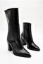 Women's Special Removable Croco Design Short Boots - Thick Heeled Pointed Toe Zippered Boots - Short Boots - 7