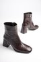 Women's crocodile embossed coffee brown winter boots with 7 cm chunky heel tr08mk03c - 7